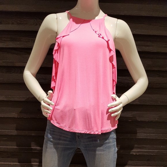 EXPRESS Bright Pink Ruffle Tank - Picture 3 of 3